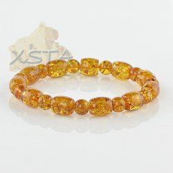 Amber round barrels beads bracelet